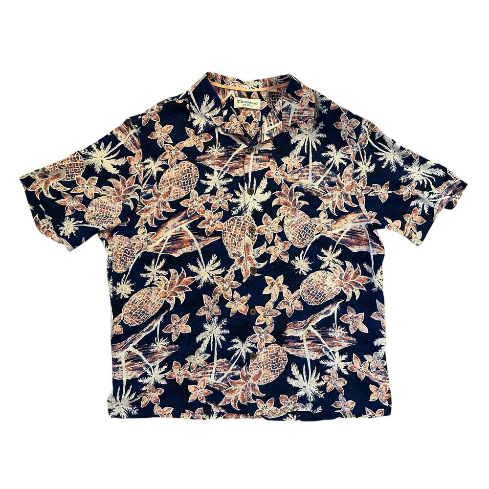 VTG Y2K Caribbean Silk Blend Hawaiian Shirt Size L 90s DadCore CoastalCowboy
